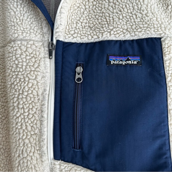 Patagonia Men's Classic Retro-X Fleece Jacket Small Tan Cream Blue - Picture 2 of 7
